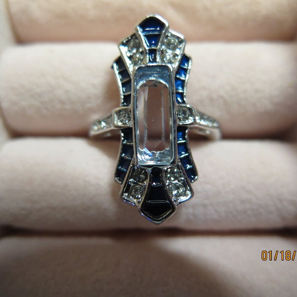 NEW Blue Aquamarine Sapphire Zircon Silver Plated Ring bomb